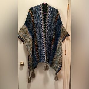 New—Multicolor Chevron Knit Poncho